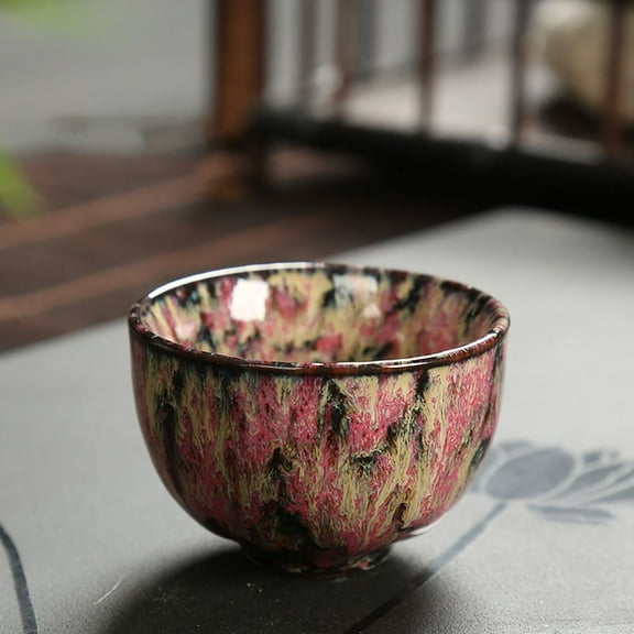 Porcelain Art Creative Kung Fu Kiln Transformation Retro Japanese Style Ceramic Teacup Tea Bowl Drinkware Water Cup MAROON