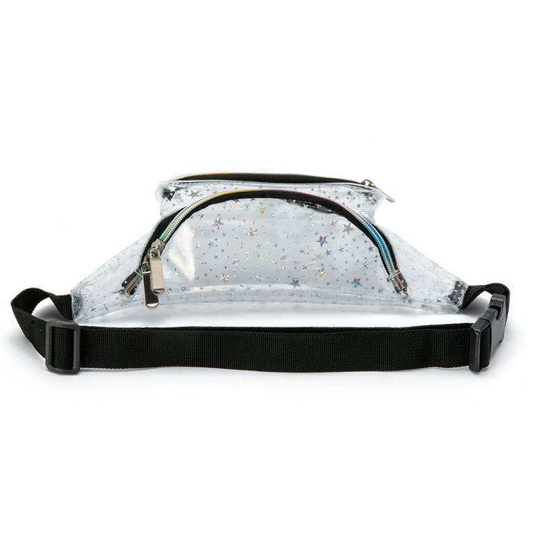  Holographic 80s 90S Rave Transparent Diamonds Fanny Pack for  festival women, Girl Cute Fashion Waist Bag Belt Bags-Transparent Diamonds