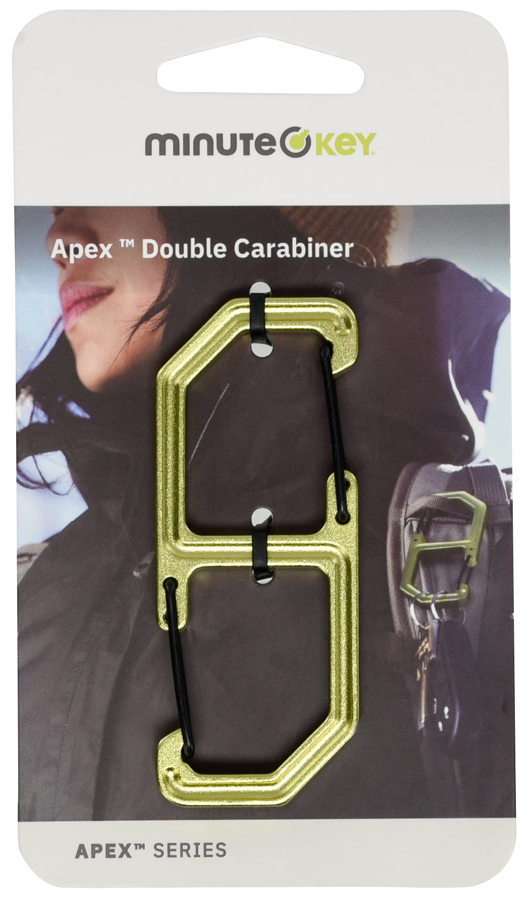 Minute Key Apex Double Carabiner, Key Holder, Aluminum, Black