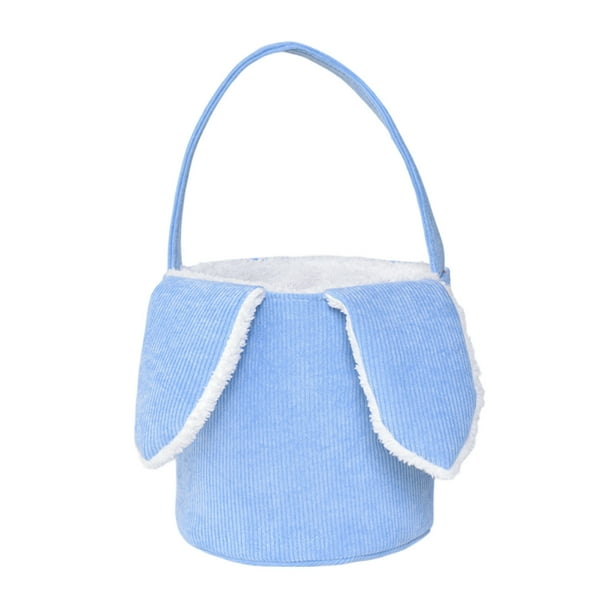 Cubo Conejito de Pascua con orejas de conejo - Material de pana, espacioso para guardar caramelos y juguetes, regalo para niños