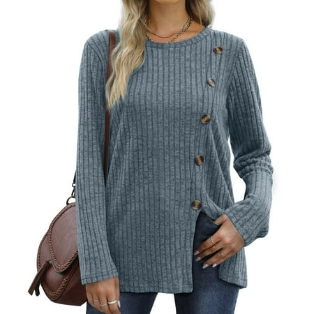 SNKSDGM Women s Plus Casual Easter Shirts for Women Going Out Tops for Women Lace Bodysuit Womens Long Sleeve Tops Lightweight Button Front Slit Tunic1 Women s Tops Casual Plus Size