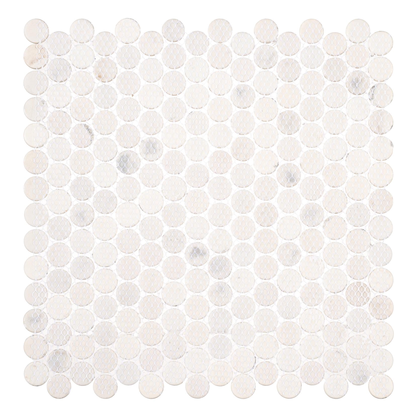 Pixie Char Gray 3/4-in Penny Round Fabric Look Matte Glass Mosaic Wall and Floor Tile
