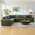 thumbnail image 2 of Kevinplus 6 Seats Sectional Sofa,L Shaped Corner Couch  for Living Room, Green, 2 of 9