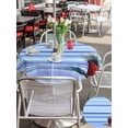 thumbnail image 5 of Outdoor Tablecloths with Umbrella Hole & Zipper, Blue Ombre Striped Daisy Round Tablecloths 60 Inch, Vintage Flowers Abstract Art Waterproof Table Cloth, Patio/Pool/Picnic Table Covers, 5 of 8