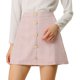 thumbnail image 1 of Allegra K Mini Falda A-Línea De Cuadros De Pata De Gallo Decoración Del Botón Del Corazón Cintura Alta Para Mujeres Rosa XL Unique Bargains Falda, 1 of 6
