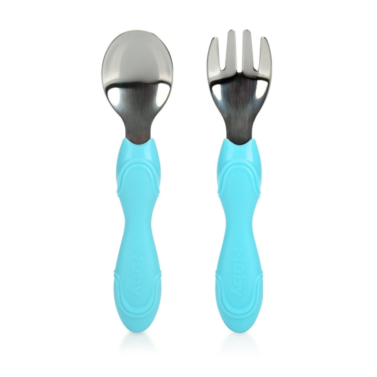 2-in-1 Silicone & Stainless Steel Baby Spoons (3 Pack) – Nuby