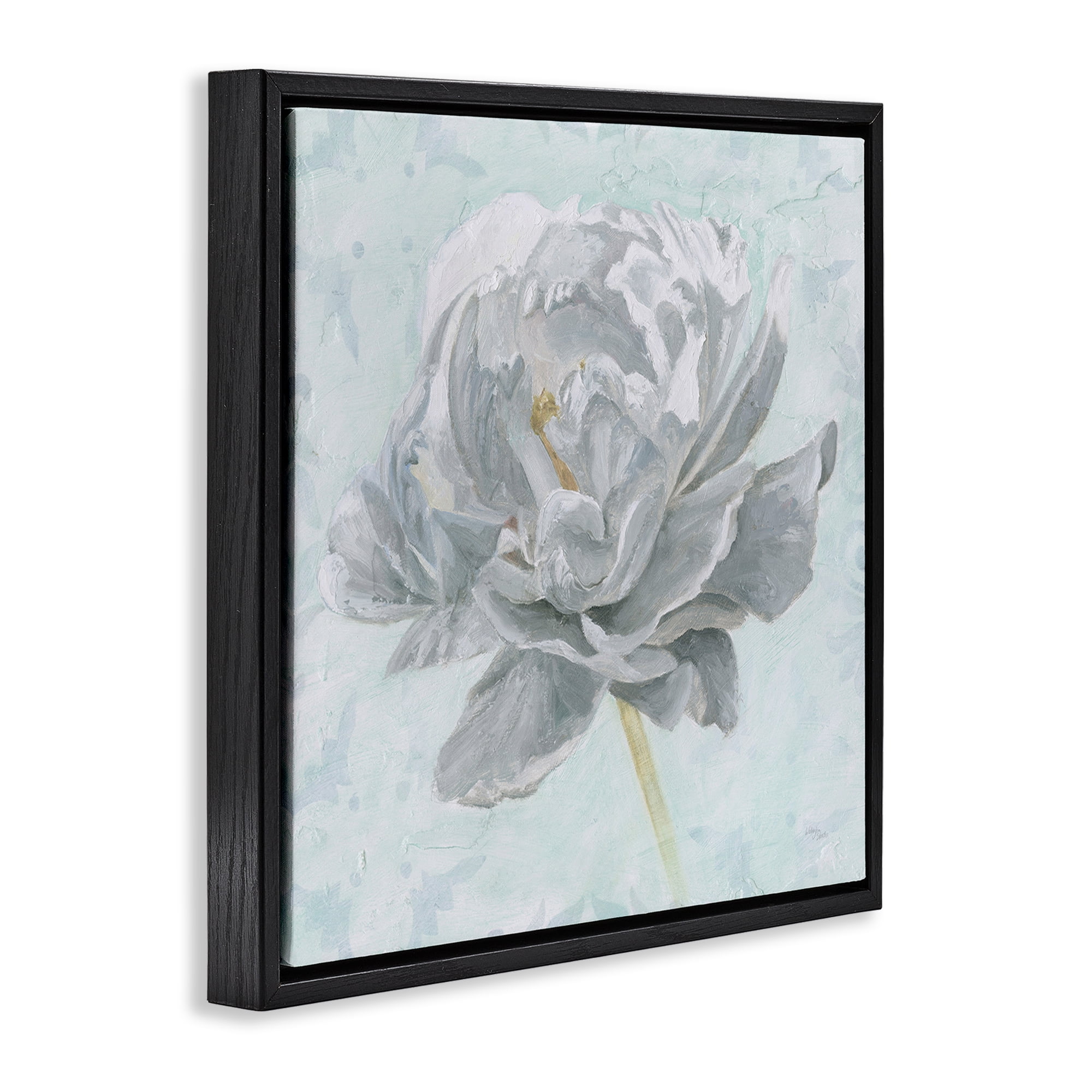 Stupell Industries Sublime Peony Bloom Botanical & Floral Painting Black Floater Framed Art Print Wall Art, 25 x 25