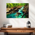 thumbnail image 2 of Elephant Stock Waterfall In The Jungle Wall Art - Horizontal Canvas Wall Art - Living Room Wall Decor - Nature Canvas - Turquoise And Brown Decor - 24" x 16", 2 of 8