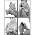 thumbnail image 3 of C.C Women's Faux Fur Wrist Length Fingerless Sherpa Lined Convertible Mittens Gloves, Dark Mel Grey, 3 of 3