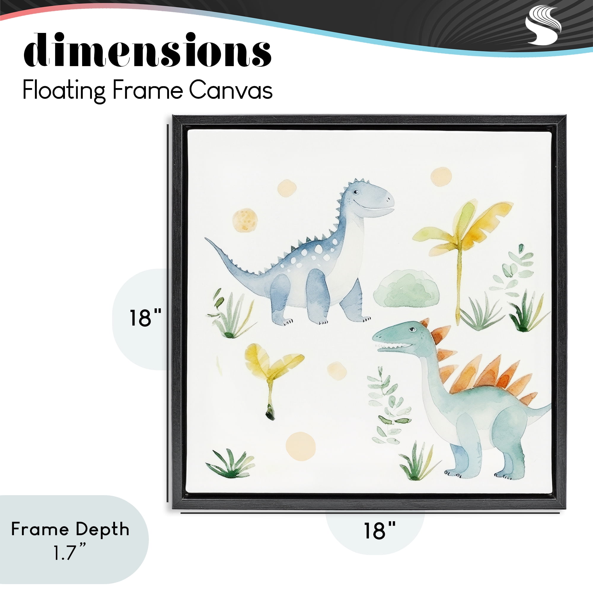 Stupell Industries Dino Wonderland Friends Black Framed Floater Canvas Wall Art, design by Lazar Studio
