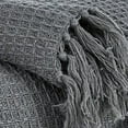 thumbnail image 2 of Benjara BM226978 60 x 50 in. Polyester Throw with Fringe Details, Gray - Set of 3, 2 of 2