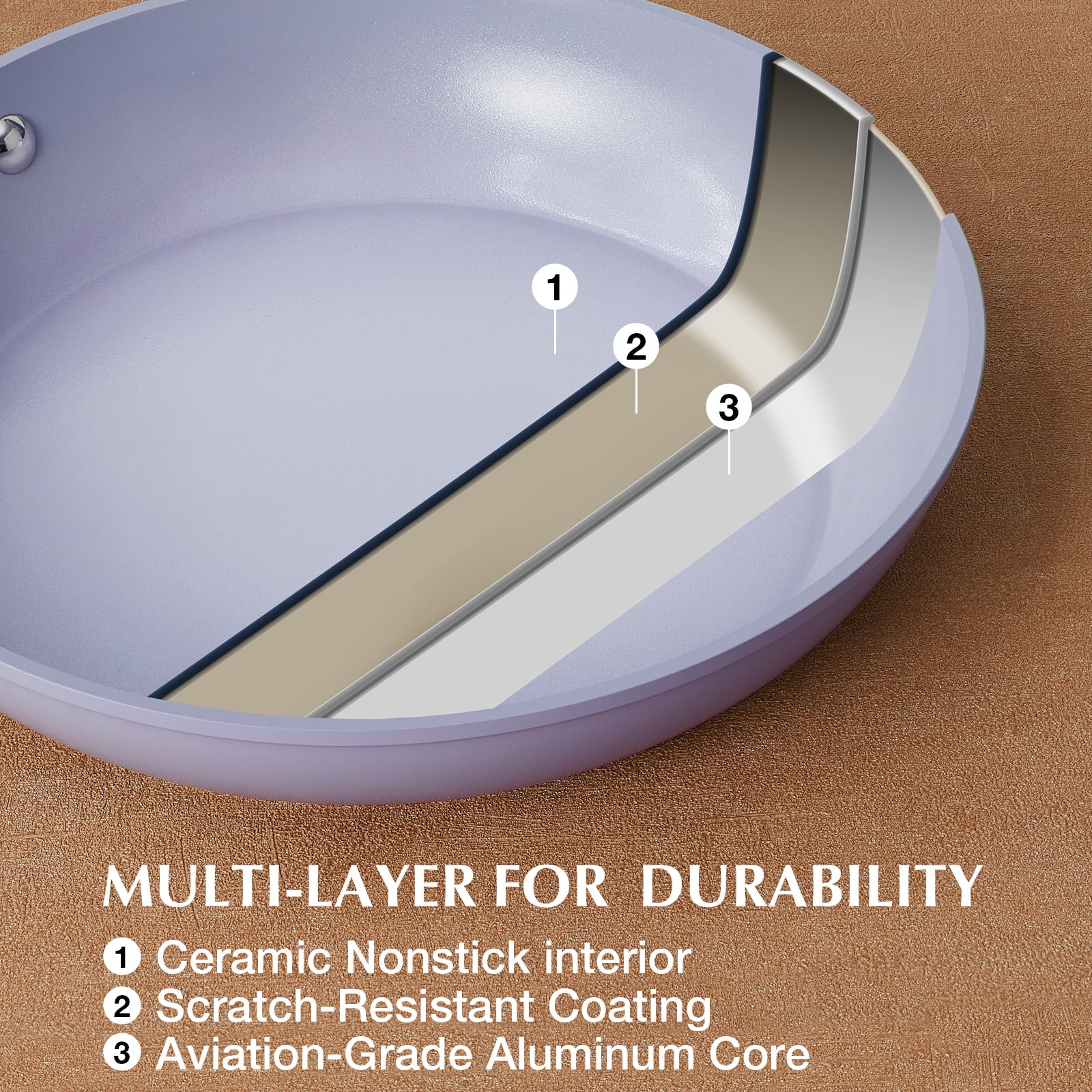 Koch Systeme CS 10 inch Ceramic Nonstick Frying Pan with Lid, Induction Compatible, Gradient Purple