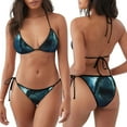 thumbnail image 4 of Defioc Undersea Shark Pattern Sexy Bikini Set for Women,Two Piece Swimsuit V Neck Swimwear Halter Tie Bathing Suit Self Tie Spaghetti Straps -Medium, 4 of 5