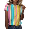 DNAGSBBSN Bright Candy Stripe 59 Full Print Graphic T Shirts, Short