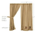 thumbnail image 4 of VHC Brands Stratton Primitive 63"x36" Burlap Star Panel Pair Tan Rod Pocket Appliqued Cotton Tie Back(s) Window Curtains, 4 of 5
