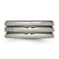 thumbnail image 6 of Titanium Polished Grooved CZ Ring, 6 of 9