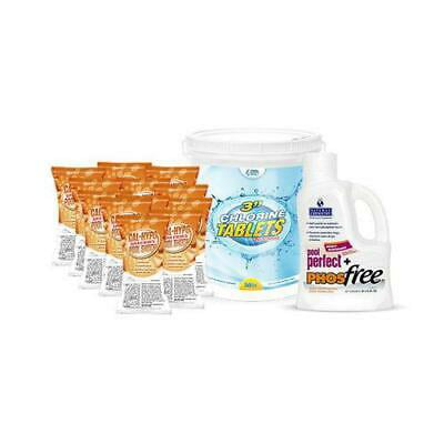 PoolSupplyWorld Best Value Pool Chemical Kit with 50 lbs Chlorine, 12 lbs Cal-Hypo Shock and 3 L