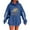 Blue, variant on Football Season Themed Hooded Sweatshirt for Women - Long Sleeve Pullover Hoodie with Sporty Print, Comfort Fit Casual Wear with Pockets Pink