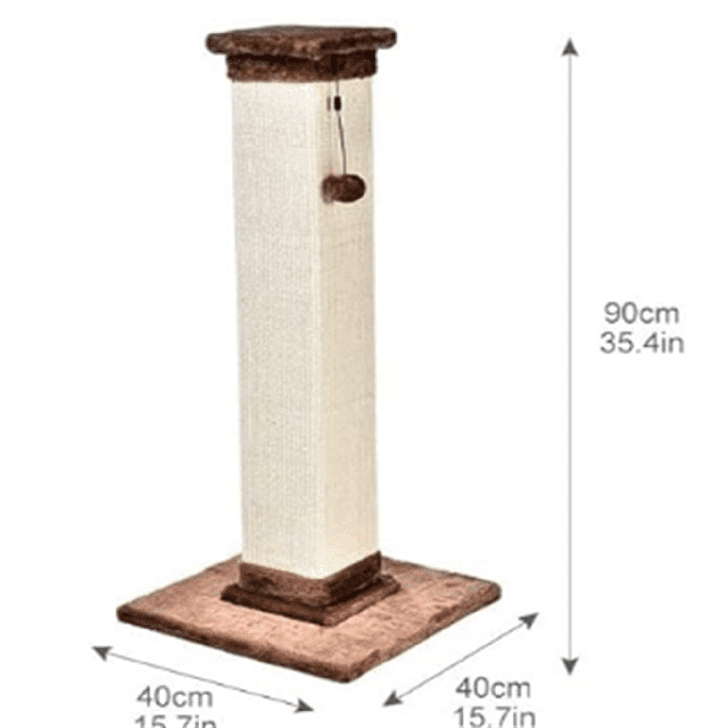 Basics Cat Scratcher - Indoor Classic Single Cat & Kittens Scratching Post with Sisal Rope, Jute Fiber, Large (35.4"H) - Brown