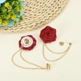 thumbnail image 4 of Uxcell Bridegroom Brooches Rose Flower, Cloth Lapel Pin Handmade with Fashion Gold Chain, Pink 1 Pcs, 4 of 6