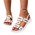 thumbnail image 3 of Beach Sandals, Wedge Sandals Open Toe Sandals for Women Summer Comfortable Dressy Platform Wedges Shoes Wide Width Buckle Ankle Strap Hollow Out Beach Athletic Walking Sandal, White 6, 3 of 6