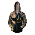 thumbnail image 2 of Sudadera con capucha y cremallera para hombre, ropa de otoño, sudadera con capucha con estampado de espantapájaros aterrador, sudaderas para hombre, ropa Y2K para hombre, sudaderas con capucha y crema, 2 of 5