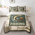 thumbnail image 3 of Manfei Retro Rustic Fish Full Size Bedding Sets, Farmhouse Fishing Full Size Bed in a Bag, Green Beige Brown, Gray Reversible, 7-Piece, 3 of 6