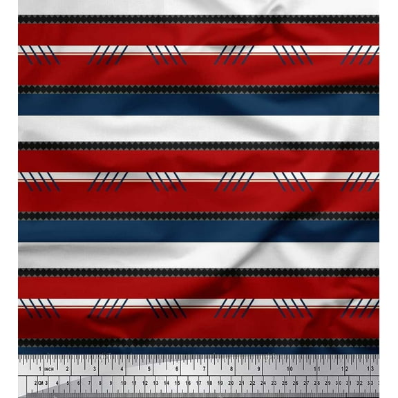 Soimoi Cotton Duck Fabric Horizontal Stripe Printed Craft Fabric by The Yard 42 Inch Wide