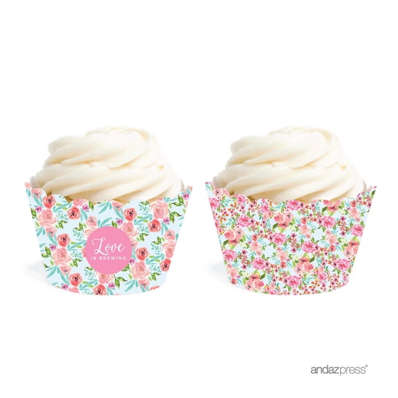 Baby Shower Pink Roses English Tea Party Tea Party Baby Collection, Cupcake Wrappers, 20-Pack