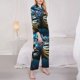 thumbnail image 3 of Balery Starry Sky Colorful Crocodile Conjunto de Pijama con Estampado para Mujer, Conjunto de Dos Piezas con Manga Larga, Ropa de Dormir Suave con Bolsillos, Pijamas Cómodos-Small, 3 of 7