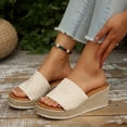 thumbnail image 4 of Hopeusnice Women's Wedges Shoes Non-Slip Breathable Open Toe Trendy Wedge Heel Eva Materials Summer Shoes Soft Roman Flexible Walking Shoes Beige 42, 4 of 9