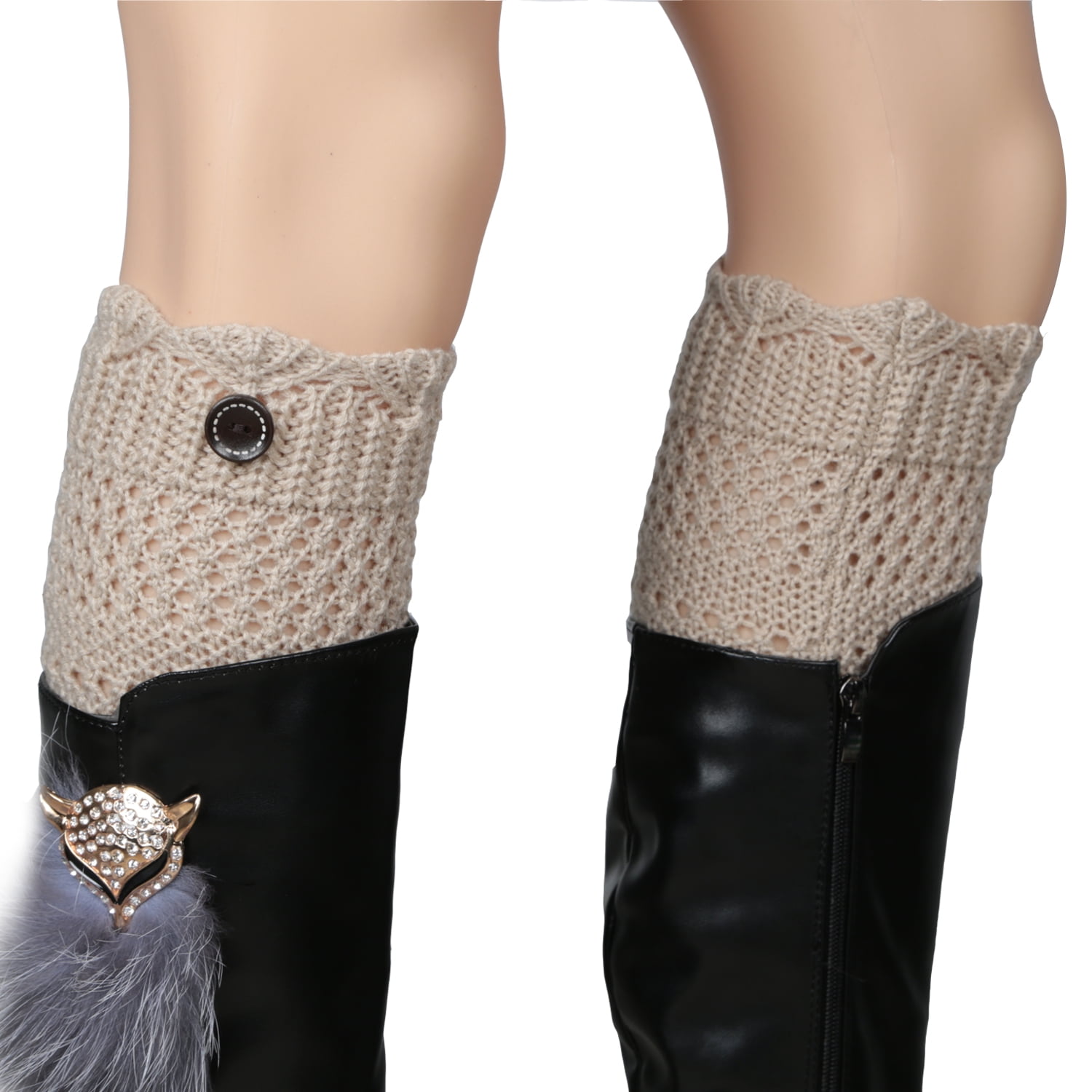 Women's Crochet Knit Winter Boot Cuff Leg Warmers Short Warm Knee Cuff ...
