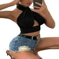 thumbnail image 4 of Débardeurs d'Été pour Femmes Col Croisé Crop Tops 4 Couleurs, 4 of 5