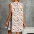 thumbnail image 3 of Vestido Corto para Mujeres Verano Moda Casual Impreso Lado Plisado Cuello Redondo Vestido sin Mangas para el Uso Diario, 3 of 7