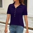 thumbnail image 5 of WTXUE Polos, Womens Summer Daily Casual V Neck Shirts Short Sleeve Tops Collared Blouses Loose Fit Shirt, Women, Purple L, 5 of 9