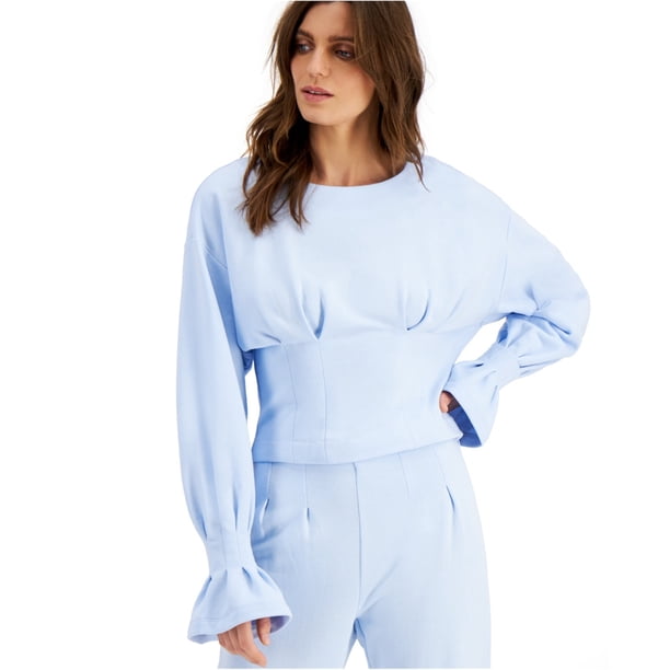 I-N-C Womens Pleated Sweatshirt blue S