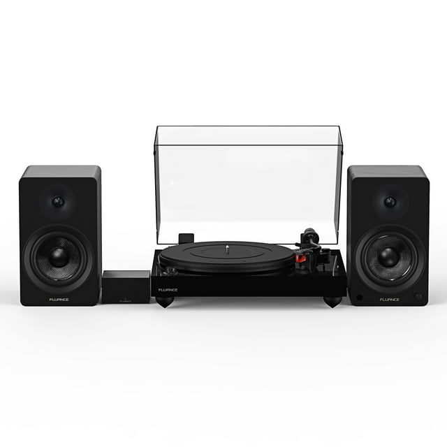 Fluance Reference RT83 High Fidelity Vinyl Turntable (Piano Black), PA10 Phono Preamp and Ai41 Powered 5" Bookshelf Speakers (Black Ash), Ortofon 2M Red Cartridge, 90W Class D Amplifier, Bluetooth