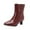 Red, variant on LOVZFMLL Boots for Women Mid Calf Chelsea Boots Side Zipper Pointy Toe Slip Resistant Mid Flare Heel Plush Lined Fall Winter Boots