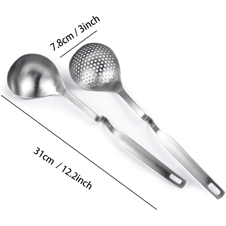 Hot Pot Ladle Hot Pot Strainer Scoops SUS304 Stainless Steel Slotted Spoon  Soup Ladle for Cooking Skimmer Sauce Serving, 12-Inch 