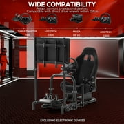 Supllueer Gaming Racing Simulator Cockpit With Black Seat & Monitor Mount Fit Logitech Thrustmaster T248 T300.Excluding electronic devices