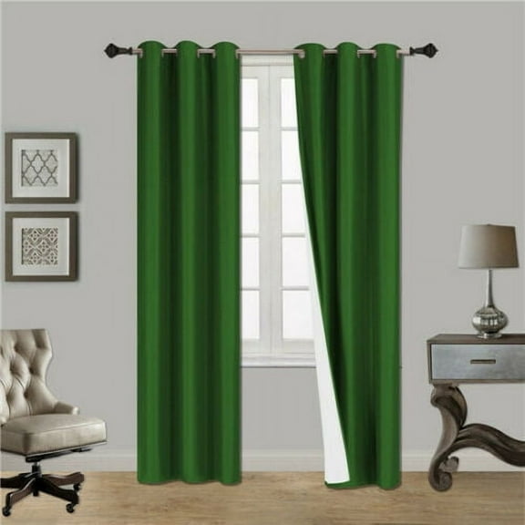 1 SET SSS GREEN Blackout Room Darkening Window Curtain Treatment Set, Two (2) Printed Grommet Panels 37"W X 63"L Each
