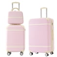 thumbnail image 2 of 3-Piece Hardshell Luggage Set with TSA Lock, 20"+24" Spinner Suitcase & Cosmetic Case, Lightweight ABS Expandable Travel Luggage, 360° Wheels for Business/Vacation, Light Pink, 2 of 8