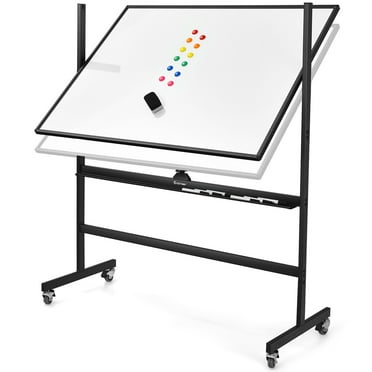 Height Adjust 48"x36" Mobile Magnetic Double-Sided Reversible Whiteboard