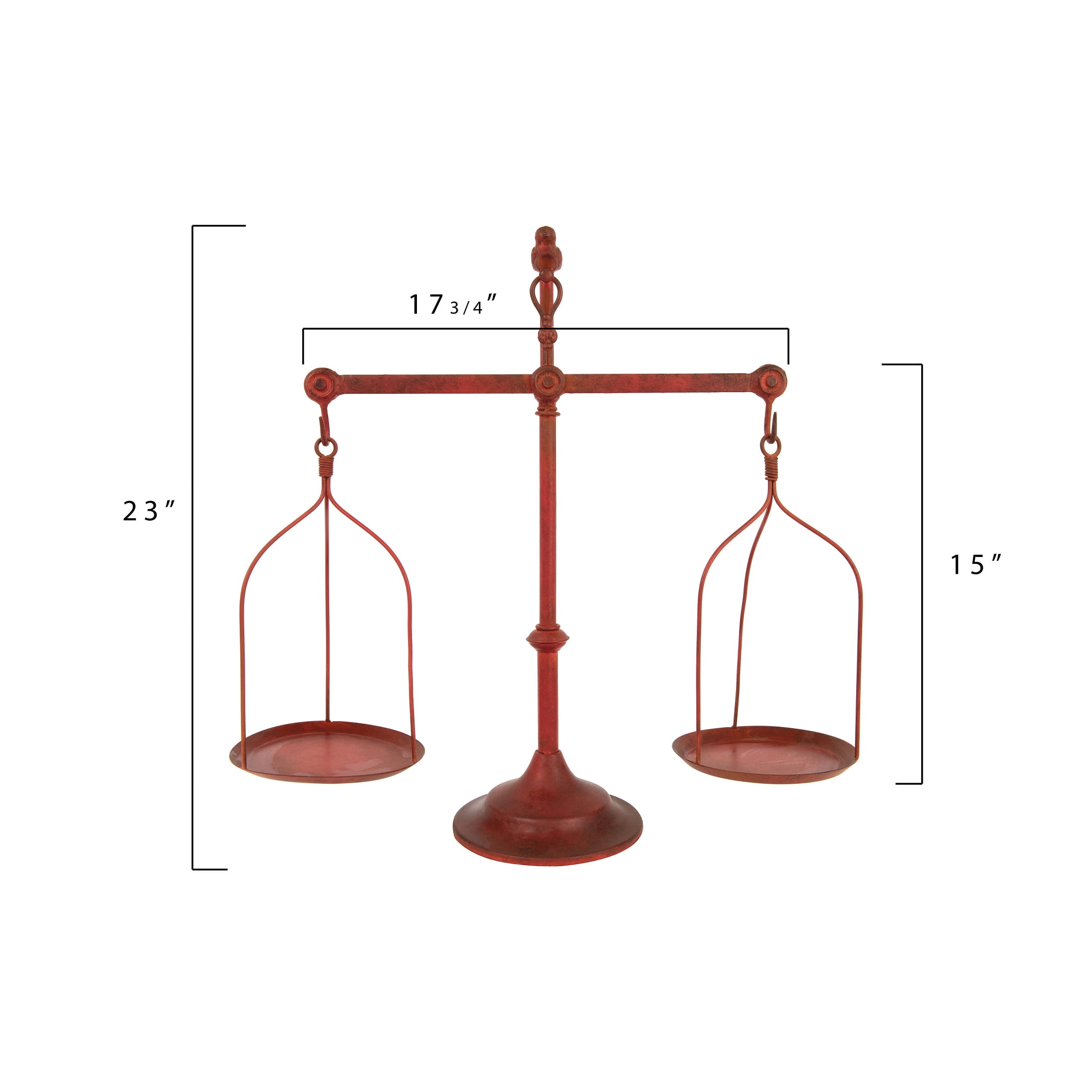 Creative Co-Op Red Decorative Antique Iron Balance Scale with Bird