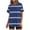 Blue, variant on Nrmvnmi Women's Striped Two-Piece Outfits Summer Casual Print Crewneck Short Sleeve Oversized T Shirt Biker Shorts Sets Lounge Workout Tracksuits Blue MMothers Day Gifts