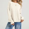 thumbnail image 5 of Sheghy Workout Tops for Women Cool Season Simple Crewneck Relaxed Fit Solid Color Long Sleeve Knitted Pullover Beige S, 5 of 5