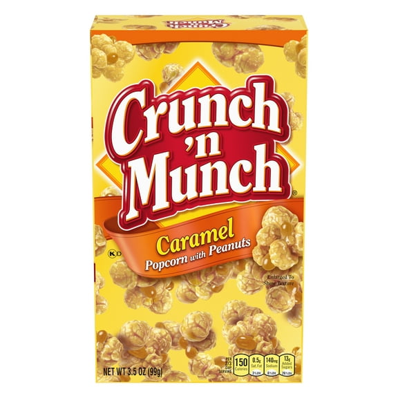CRUNCH 'N MUNCH Caramel Popcorn with Peanuts, 3.5 oz.