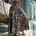 thumbnail image 2 of Falda de cintura alta elástica con estampado Vintage para mujer, vestido plisado suelto de medio cuerpo, ropa de calle informal de vacaciones, elegante, nuevo, Verano, 2 of 4