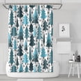 thumbnail image 1 of Rideau de Douche pour Salle de Bain Xmas Forêt Rustique Ferme Triangle Arbre Rideaux de Douche Imperméables Cool Crochets de Rideaux de Salle de Bain Inclus,72x72 Pouces, 1 of 5