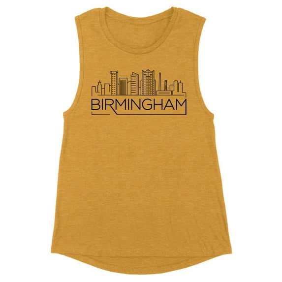 Skyline Birmingham Alabama Women's Muscle Tank 2X-Large Antique Gold